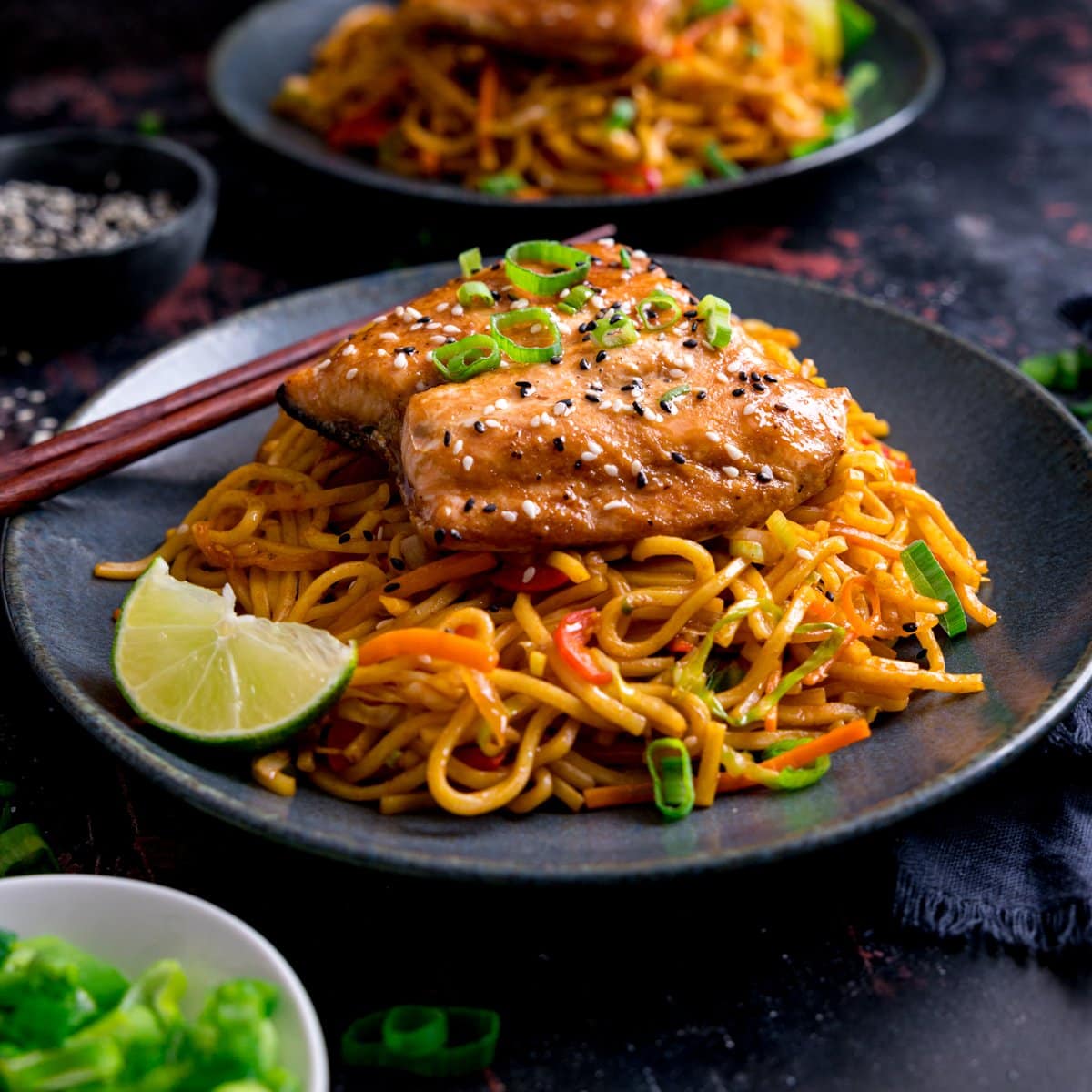 Asian Salmon with Chilli Lime Noodles - Nicky's Kitchen Sanctuary