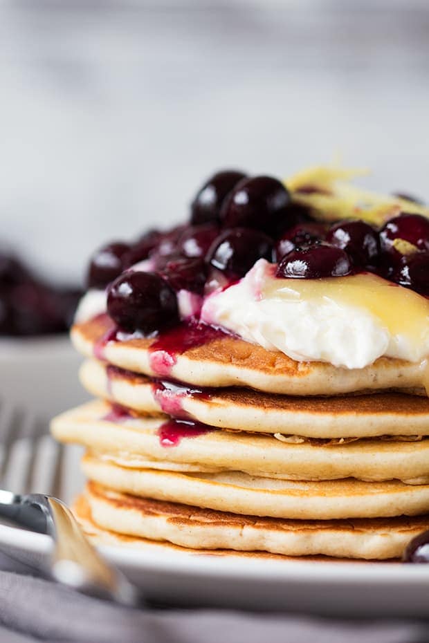 Blueberry Lemon Cheesecake Pancakes