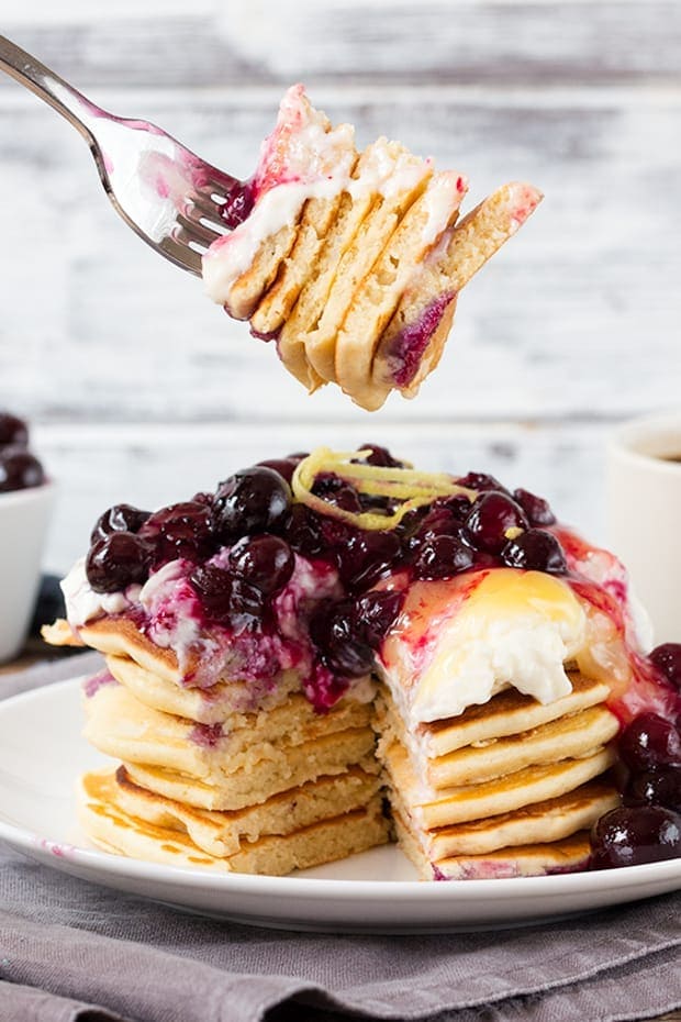 Blueberry Lemon Cheesecake Pancakes