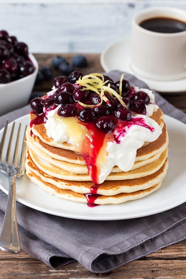 Blueberry Lemon Cheesecake Pancakes