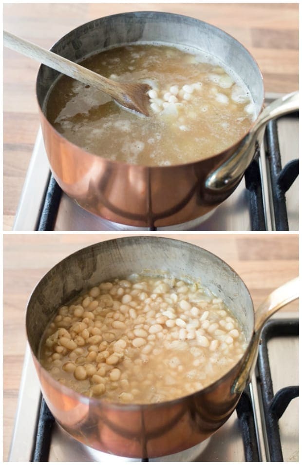 White Bean and Pesto Sou - A creamy and comforting vegetarian soup - without the cream!