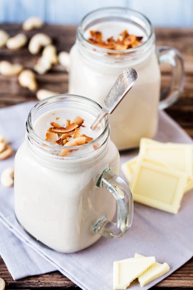 White Chocolate Coconut Cashew Hot Smoothie - Nicky's Kitchen Sanctuary