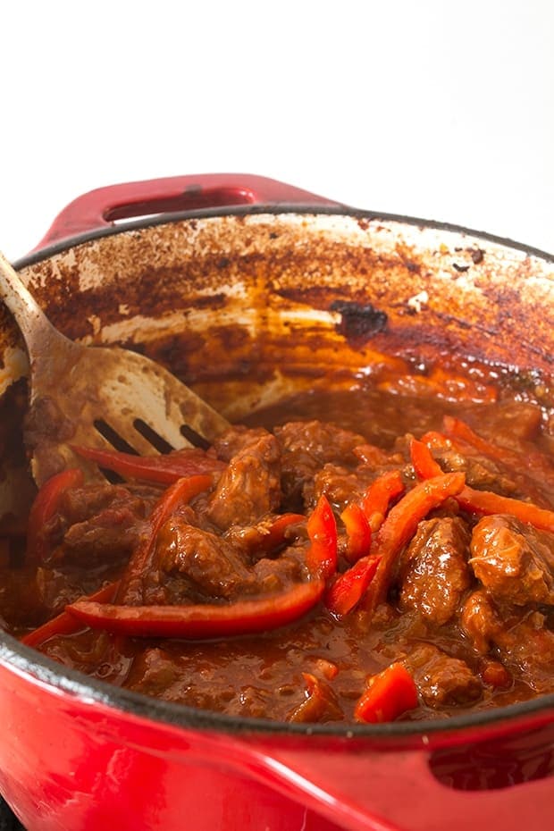 Hungarian Beef Goulash - a thick and hearty, paprika spiced stew.
