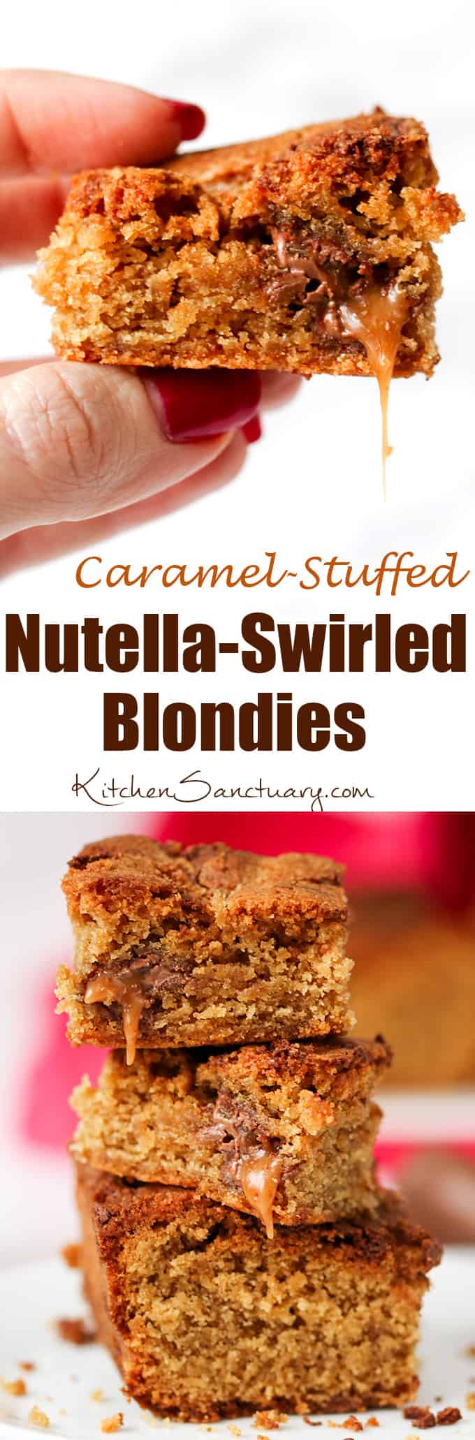 Caramel stuffed Nutella Blondies - 1