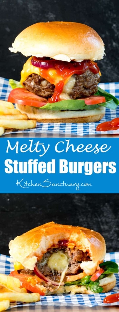 Melty Cheese Stuffed Burger - Nicky's Kitchen Sanctuary