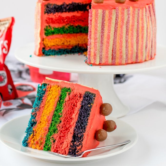 Red Nose Day Rainbow Cake - Nicky's Kitchen Sanctuary