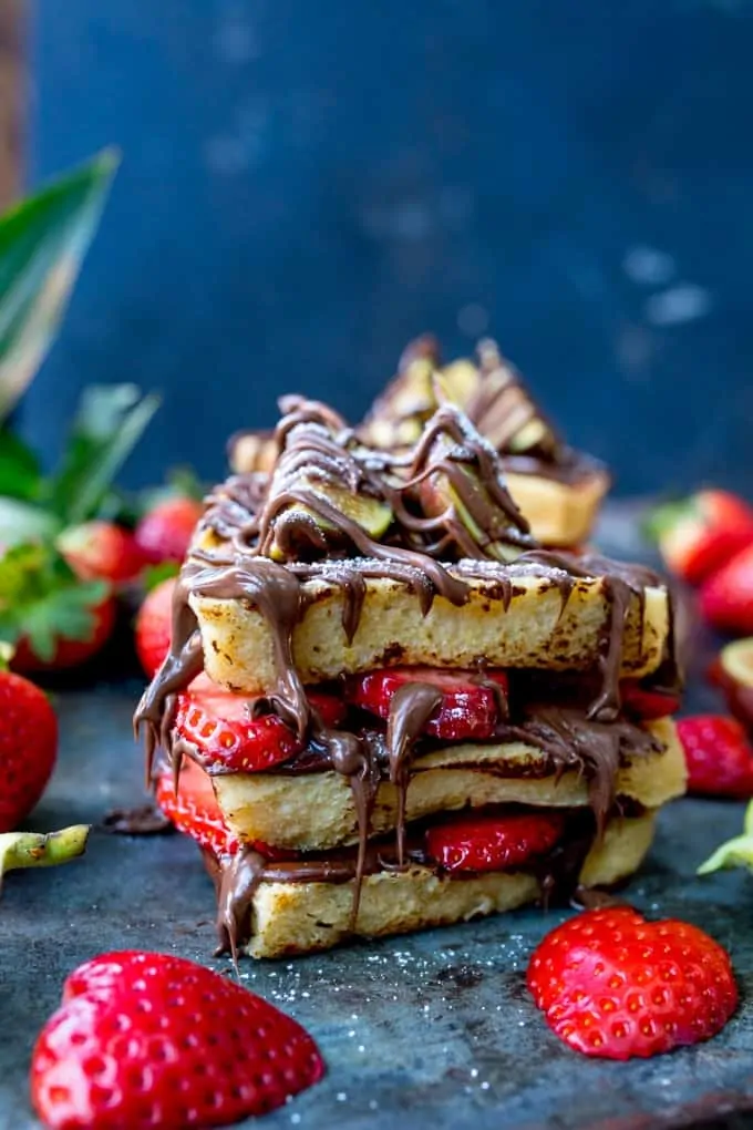 Nutella Stuffed Croissant French Toast