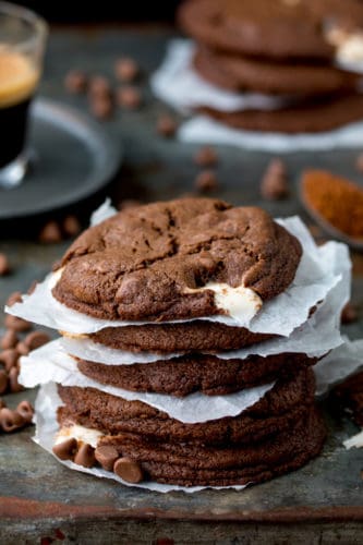 Chewy Chocolate Cookies with Nougat - Nicky's Kitchen Sanctuary