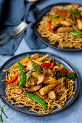 Honey and Soy Chicken Stir Fry with Spicy Asian Noodles - Nicky's ...