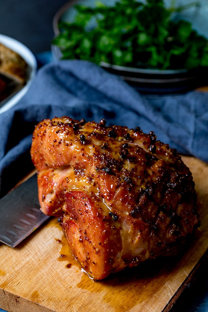 Baked Ham with Brown Sugar and Mustard Glaze - Nicky's Kitchen Sanctuary
