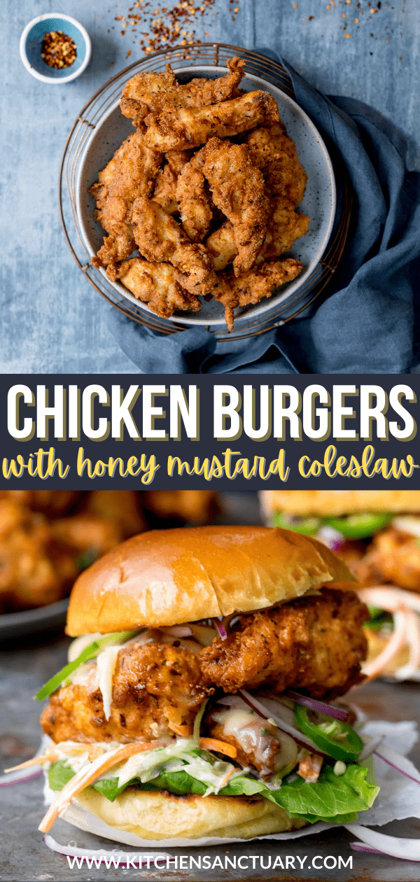 Crispy Chicken Burger with Honey Mustard Coleslaw - Nicky's Kitchen ...