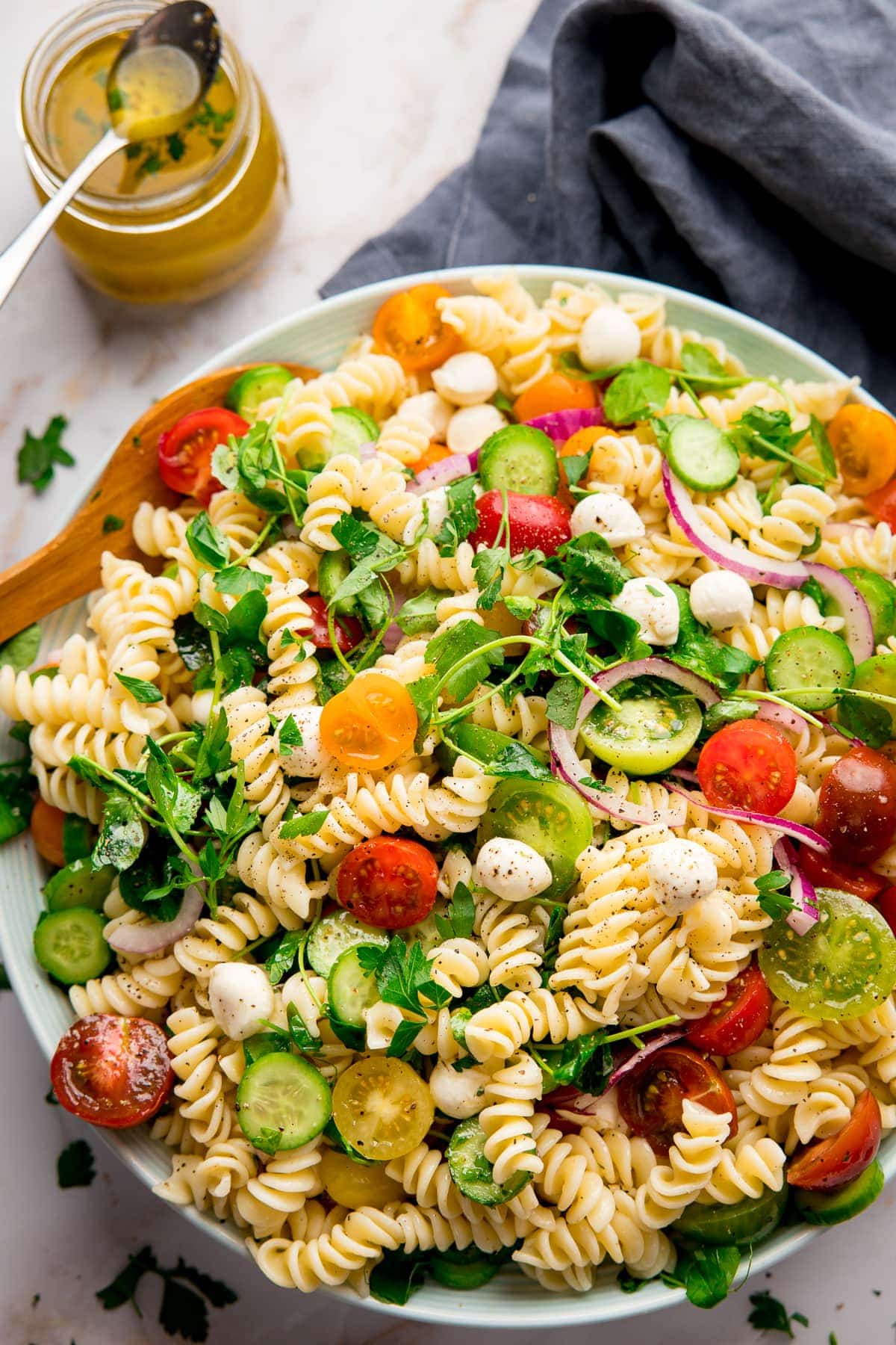 Easy Pasta Salad With The Best Italian Dressing - Nicky's Kitchen Sanctuary