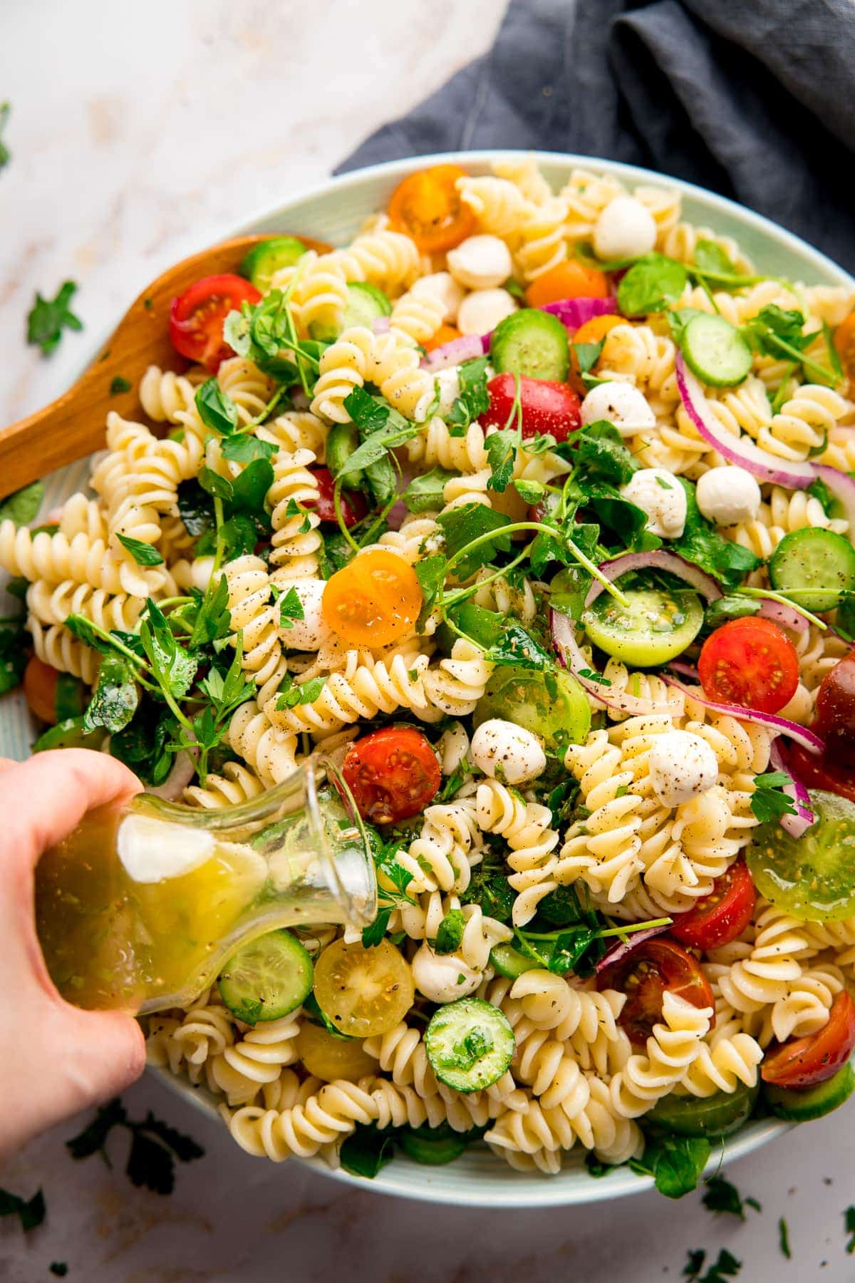 Easy Pasta Salad With The Best Italian Dressing - Nicky's Kitchen Sanctuary