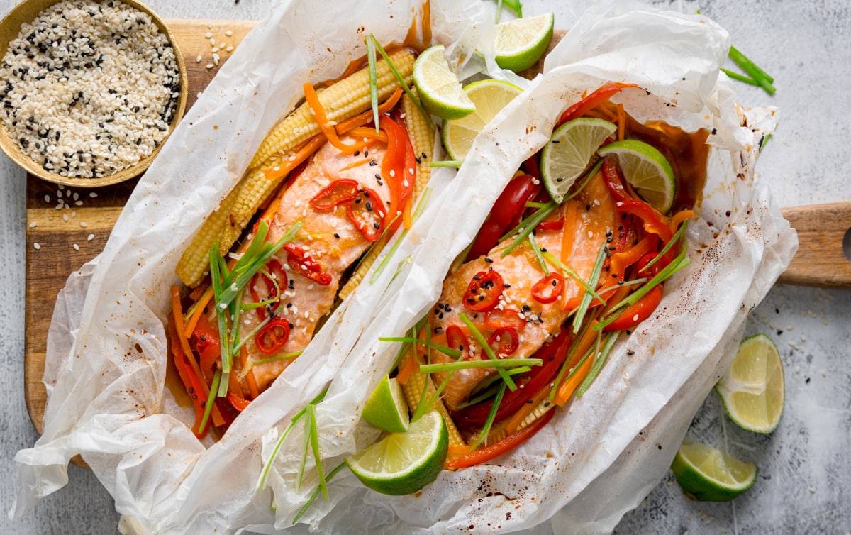 Salmon en Papillote with Roasted Potatoes – A Couple Cooks