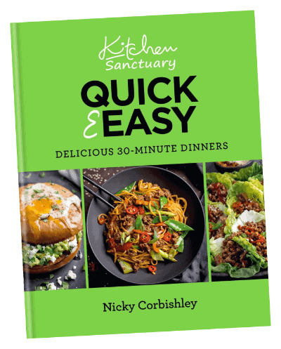 The cover for Nicky Corbishley's cookbook, Quick & Easy - Delicious 30-Minute Dinners